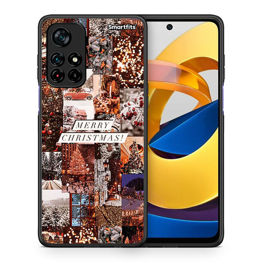 Θήκη Xiaomi Poco M4 Pro 5G Xmas Collage από τη Smartfits με σχέδιο στο πίσω μέρος και μαύρο περίβλημα | Xiaomi Poco M4 Pro 5G Xmas Collage case with colorful back and black bezels