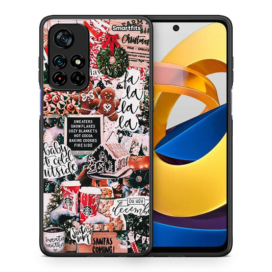 Θήκη Xiaomi Poco M4 Pro 5G Xmas Habbits από τη Smartfits με σχέδιο στο πίσω μέρος και μαύρο περίβλημα | Xiaomi Poco M4 Pro 5G Xmas Habbits case with colorful back and black bezels