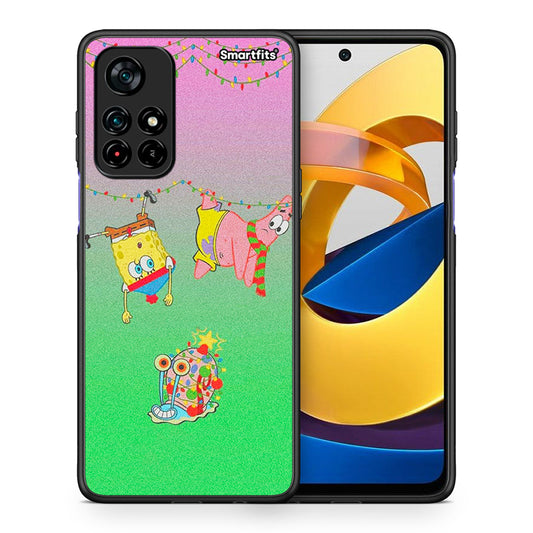 Θήκη Xiaomi Poco M4 Pro 5G Xmas Lights από τη Smartfits με σχέδιο στο πίσω μέρος και μαύρο περίβλημα | Xiaomi Poco M4 Pro 5G Xmas Lights case with colorful back and black bezels