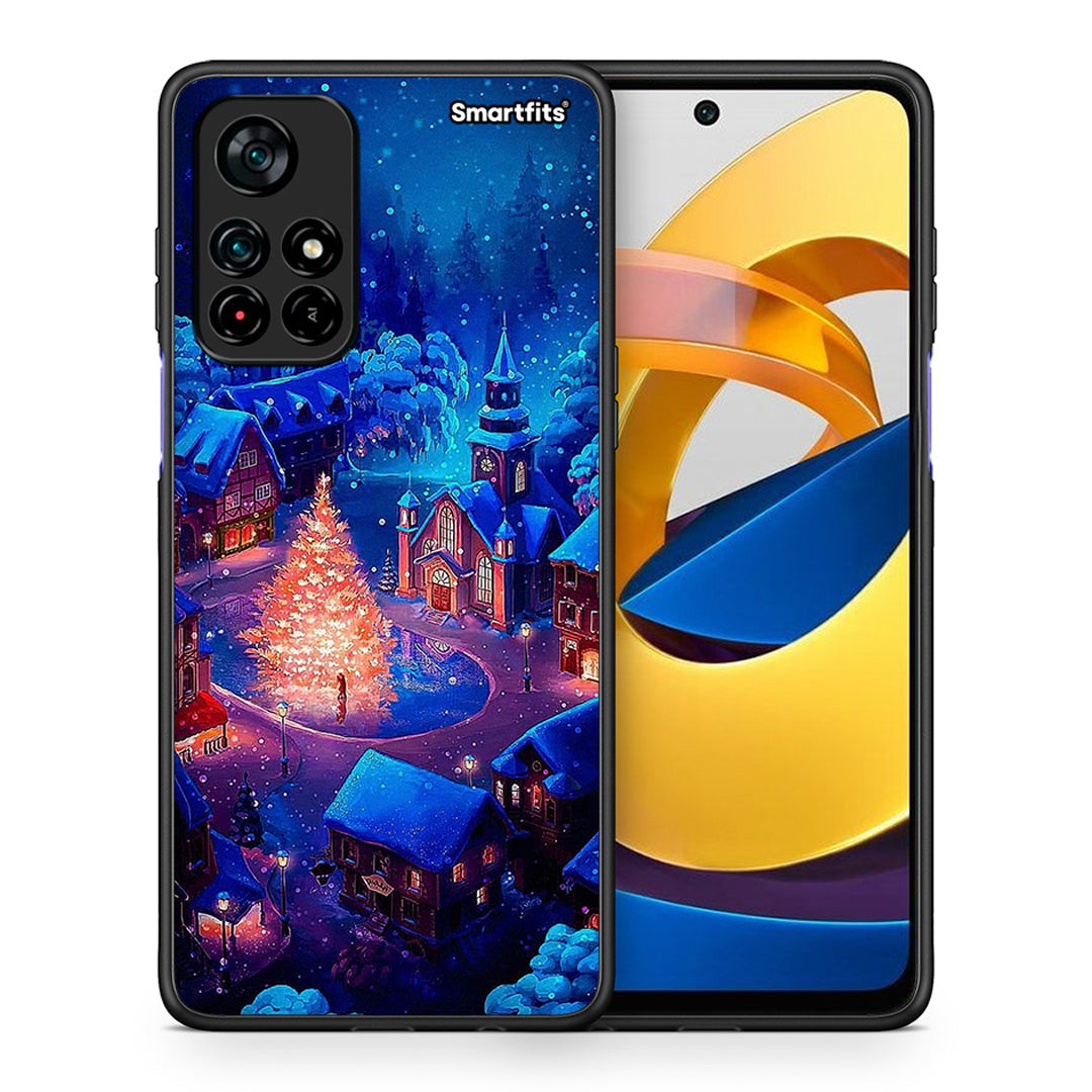 Θήκη Xiaomi Poco M4 Pro 5G Xmas Village από τη Smartfits με σχέδιο στο πίσω μέρος και μαύρο περίβλημα | Xiaomi Poco M4 Pro 5G Xmas Village case with colorful back and black bezels