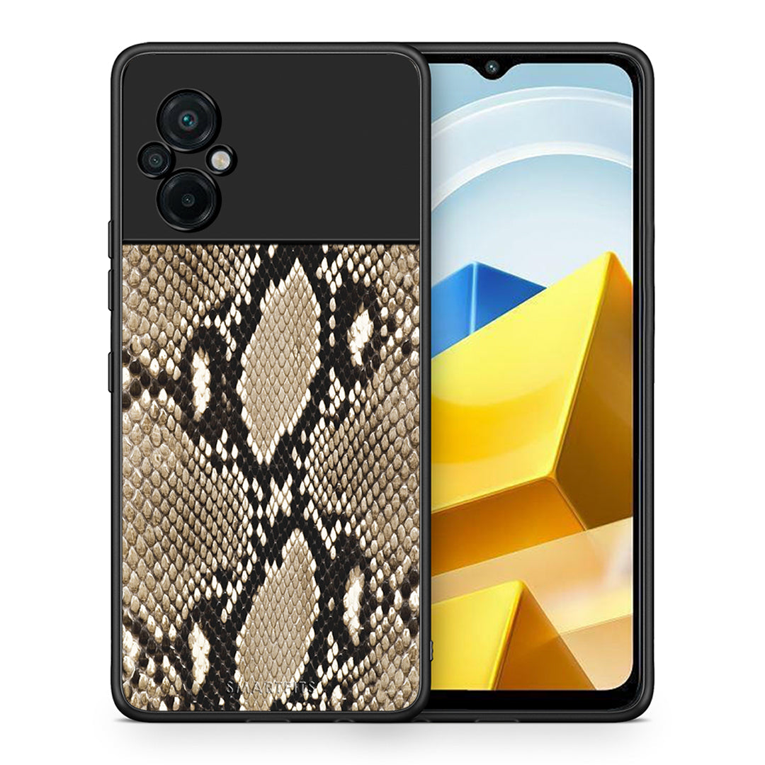 Θήκη Xiaomi Poco M5 / Redmi Note 11E Fashion Snake Animal από τη Smartfits με σχέδιο στο πίσω μέρος και μαύρο περίβλημα | Xiaomi Poco M5 / Redmi Note 11E Fashion Snake Animal case with colorful back and black bezels