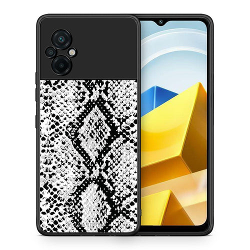 Θήκη Xiaomi Poco M5 / Redmi Note 11E White Snake Animal από τη Smartfits με σχέδιο στο πίσω μέρος και μαύρο περίβλημα | Xiaomi Poco M5 / Redmi Note 11E White Snake Animal case with colorful back and black bezels