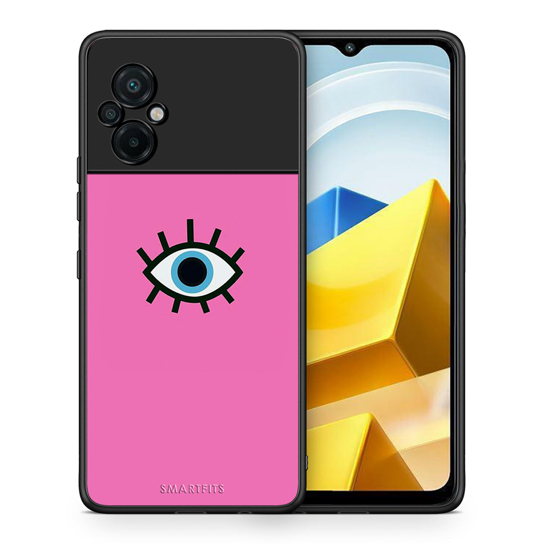 Θήκη Xiaomi Poco M5 / Redmi Note 11E Blue Eye Pink από τη Smartfits με σχέδιο στο πίσω μέρος και μαύρο περίβλημα | Xiaomi Poco M5 / Redmi Note 11E Blue Eye Pink case with colorful back and black bezels