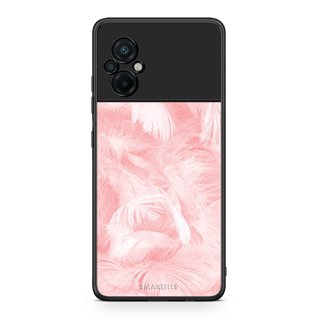 33 - Xiaomi Poco M5 / Redmi Note 11E Pink Feather Boho case, cover, bumper
