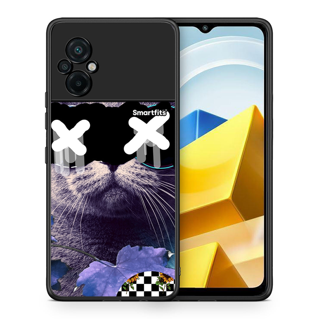 Θήκη Xiaomi Poco M5 / Redmi Note 11E Cat Collage από τη Smartfits με σχέδιο στο πίσω μέρος και μαύρο περίβλημα | Xiaomi Poco M5 / Redmi Note 11E Cat Collage case with colorful back and black bezels