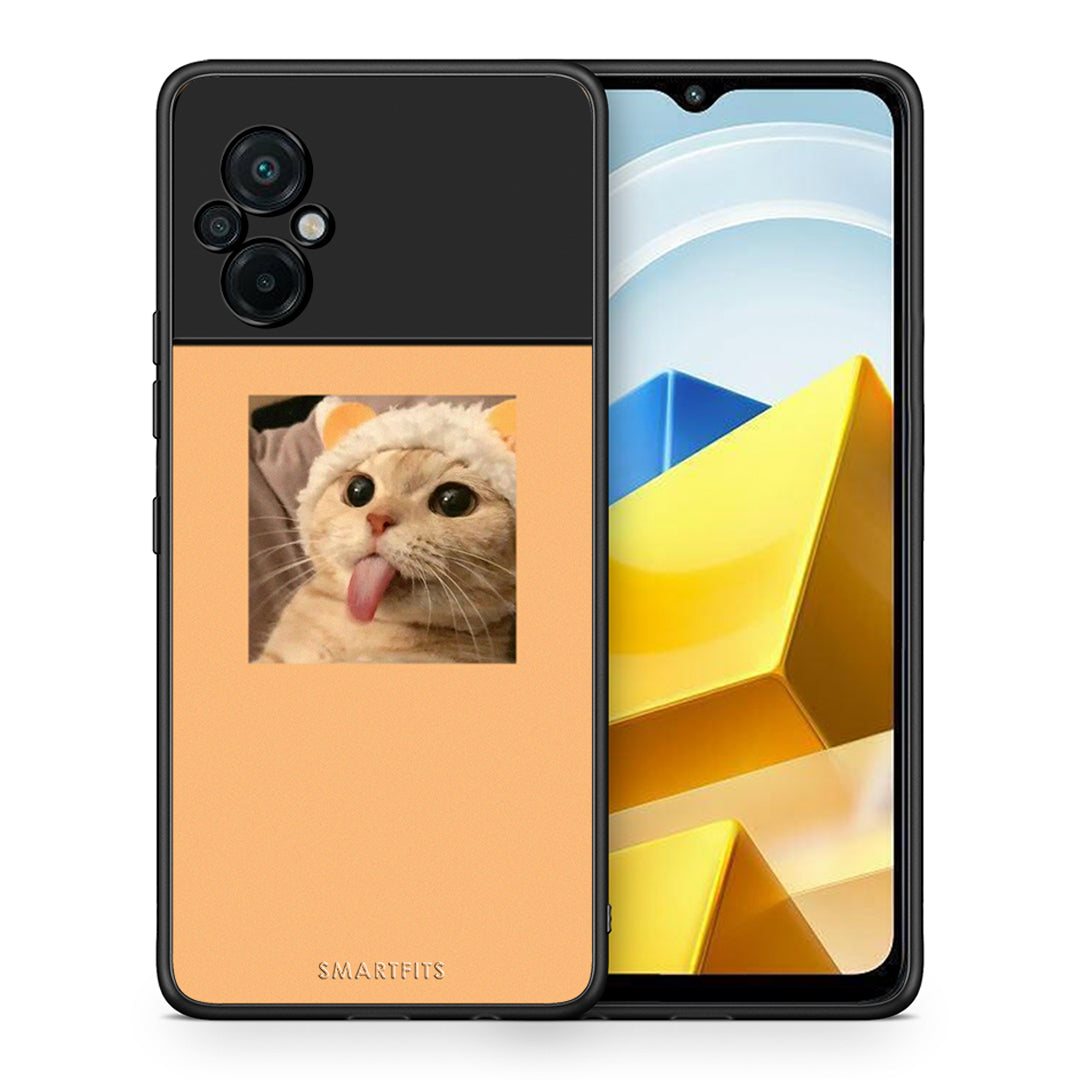 Θήκη Xiaomi Poco M5 / Redmi Note 11E Cat Tongue από τη Smartfits με σχέδιο στο πίσω μέρος και μαύρο περίβλημα | Xiaomi Poco M5 / Redmi Note 11E Cat Tongue case with colorful back and black bezels