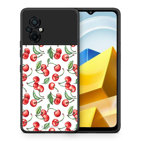 Θήκη Xiaomi Poco M5 / Redmi Note 11E Cherry Summer από τη Smartfits με σχέδιο στο πίσω μέρος και μαύρο περίβλημα | Xiaomi Poco M5 / Redmi Note 11E Cherry Summer case with colorful back and black bezels