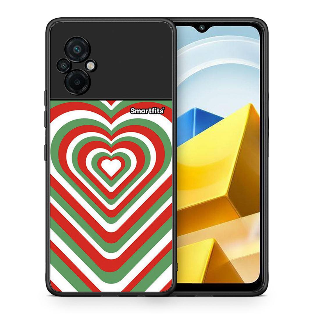 Θήκη Xiaomi Poco M5 / Redmi Note 11E Christmas Hearts από τη Smartfits με σχέδιο στο πίσω μέρος και μαύρο περίβλημα | Xiaomi Poco M5 / Redmi Note 11E Christmas Hearts case with colorful back and black bezels