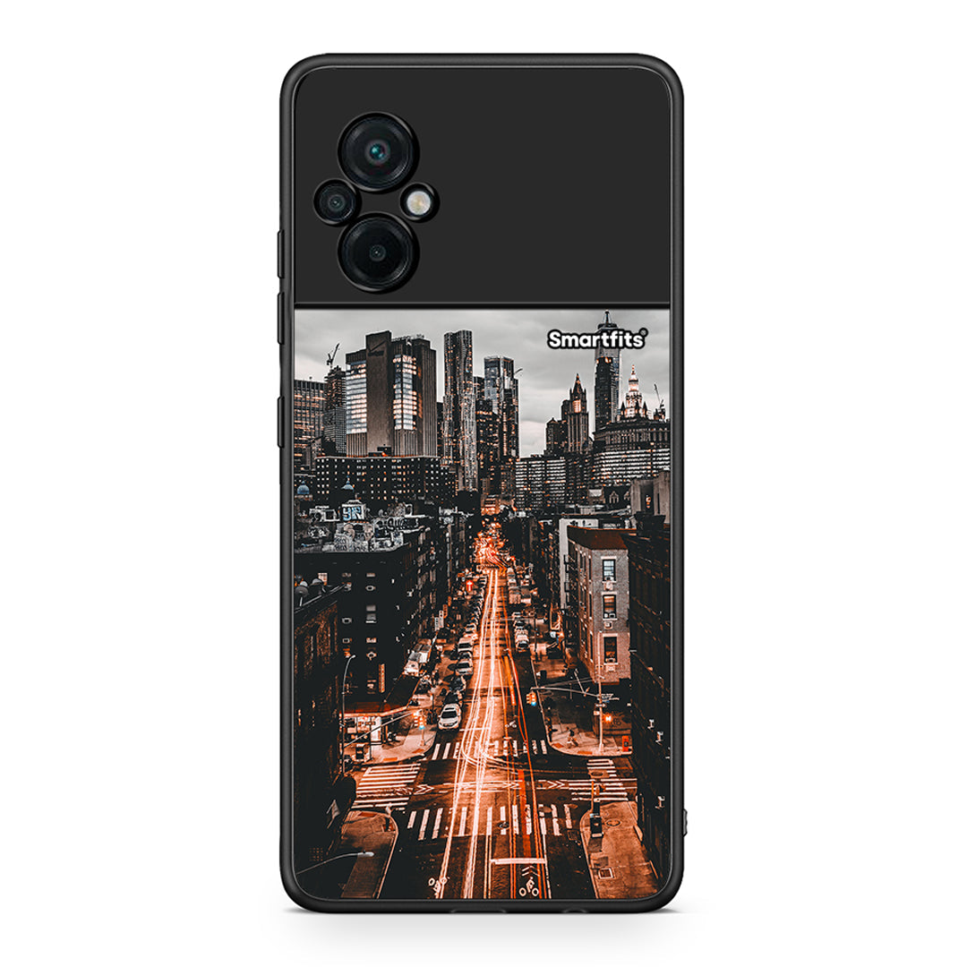 Xiaomi Poco M5 / Redmi Note 11E City Lights θήκη από τη Smartfits με σχέδιο στο πίσω μέρος και μαύρο περίβλημα | Smartphone case with colorful back and black bezels by Smartfits