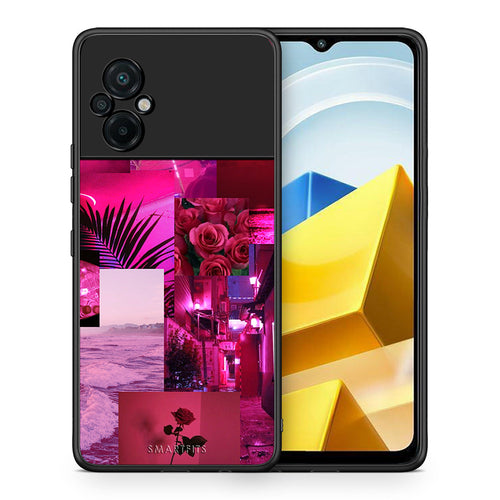 Θήκη Αγίου Βαλεντίνου Xiaomi Poco M5 / Redmi Note 11E Collage Red Roses από τη Smartfits με σχέδιο στο πίσω μέρος και μαύρο περίβλημα | Xiaomi Poco M5 / Redmi Note 11E Collage Red Roses case with colorful back and black bezels