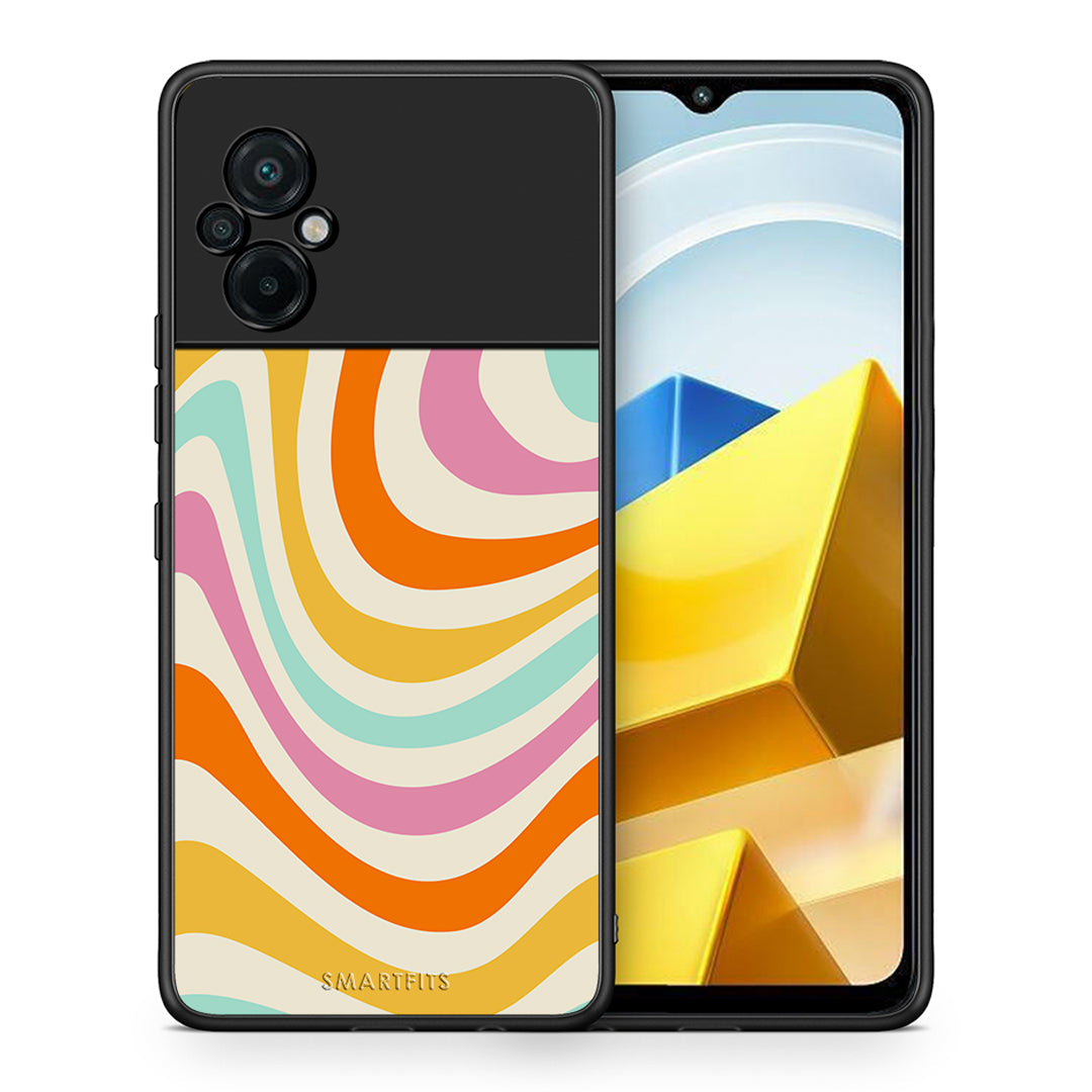 Θήκη Xiaomi Poco M5 / Redmi Note 11E Colourful Waves από τη Smartfits με σχέδιο στο πίσω μέρος και μαύρο περίβλημα | Xiaomi Poco M5 / Redmi Note 11E Colourful Waves case with colorful back and black bezels