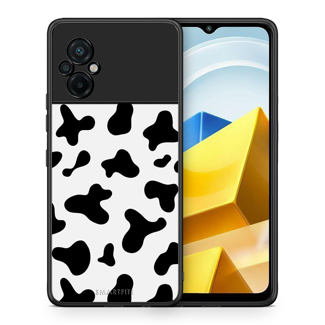 Θήκη Xiaomi Poco M5 / Redmi Note 11E Cow Print από τη Smartfits με σχέδιο στο πίσω μέρος και μαύρο περίβλημα | Xiaomi Poco M5 / Redmi Note 11E Cow Print case with colorful back and black bezels