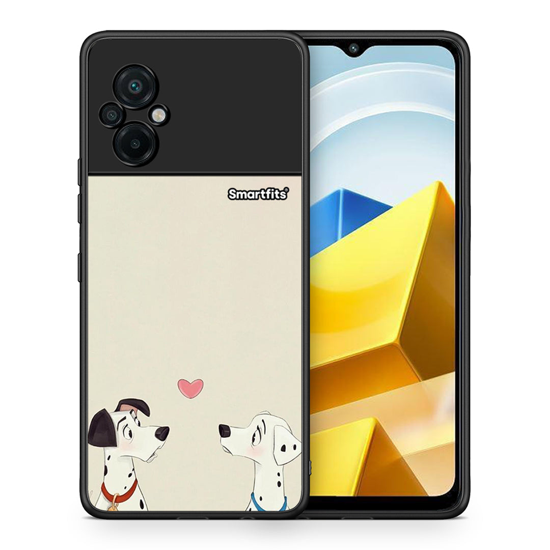 Θήκη Xiaomi Poco M5 / Redmi Note 11E Dalmatians Love από τη Smartfits με σχέδιο στο πίσω μέρος και μαύρο περίβλημα | Xiaomi Poco M5 / Redmi Note 11E Dalmatians Love case with colorful back and black bezels