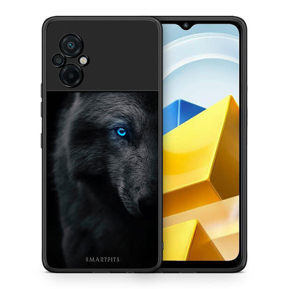 Θήκη Xiaomi Poco M5 / Redmi Note 11E Dark Wolf από τη Smartfits με σχέδιο στο πίσω μέρος και μαύρο περίβλημα | Xiaomi Poco M5 / Redmi Note 11E Dark Wolf case with colorful back and black bezels
