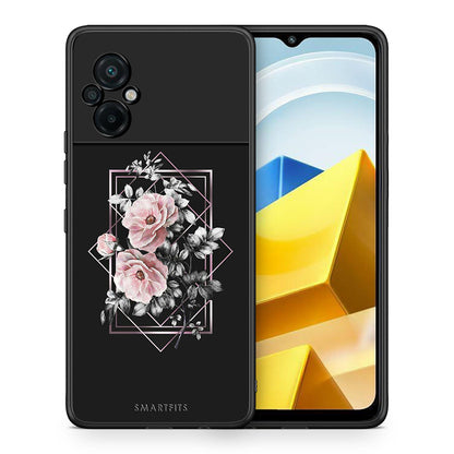 Θήκη Xiaomi Poco M5 / Redmi Note 11E Frame Flower από τη Smartfits με σχέδιο στο πίσω μέρος και μαύρο περίβλημα | Xiaomi Poco M5 / Redmi Note 11E Frame Flower case with colorful back and black bezels