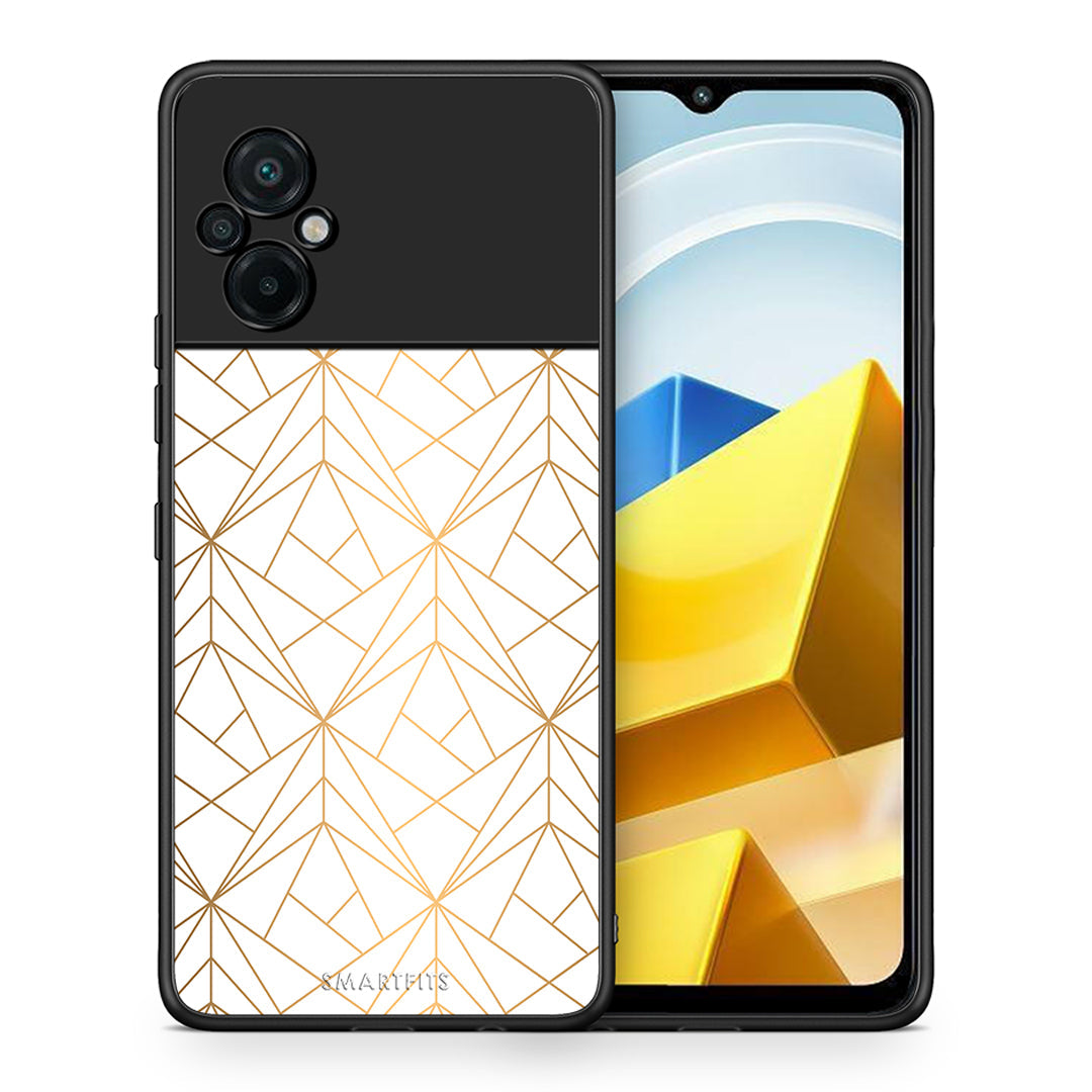 Θήκη Xiaomi Poco M5 / Redmi Note 11E Luxury White Geometric από τη Smartfits με σχέδιο στο πίσω μέρος και μαύρο περίβλημα | Xiaomi Poco M5 / Redmi Note 11E Luxury White Geometric case with colorful back and black bezels