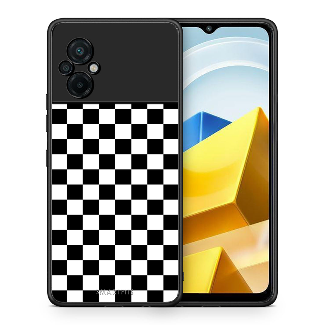 Θήκη Xiaomi Poco M5 / Redmi Note 11E Squares Geometric από τη Smartfits με σχέδιο στο πίσω μέρος και μαύρο περίβλημα | Xiaomi Poco M5 / Redmi Note 11E Squares Geometric case with colorful back and black bezels