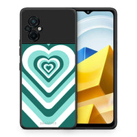 Thumbnail for Θήκη Xiaomi Poco M5 / Redmi Note 11E Green Hearts από τη Smartfits με σχέδιο στο πίσω μέρος και μαύρο περίβλημα | Xiaomi Poco M5 / Redmi Note 11E Green Hearts case with colorful back and black bezels