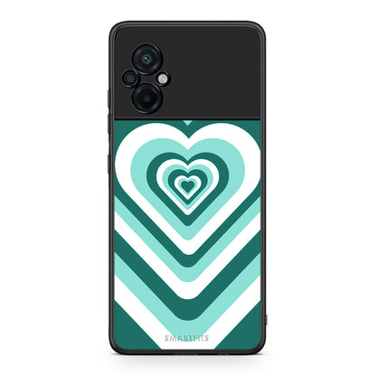 Xiaomi Poco M5 / Redmi Note 11E Green Hearts θήκη από τη Smartfits με σχέδιο στο πίσω μέρος και μαύρο περίβλημα | Smartphone case with colorful back and black bezels by Smartfits