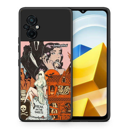 Θήκη Xiaomi Poco M5 / Redmi Note 11E Halloween Collage από τη Smartfits με σχέδιο στο πίσω μέρος και μαύρο περίβλημα | Xiaomi Poco M5 / Redmi Note 11E Halloween Collage case with colorful back and black bezels
