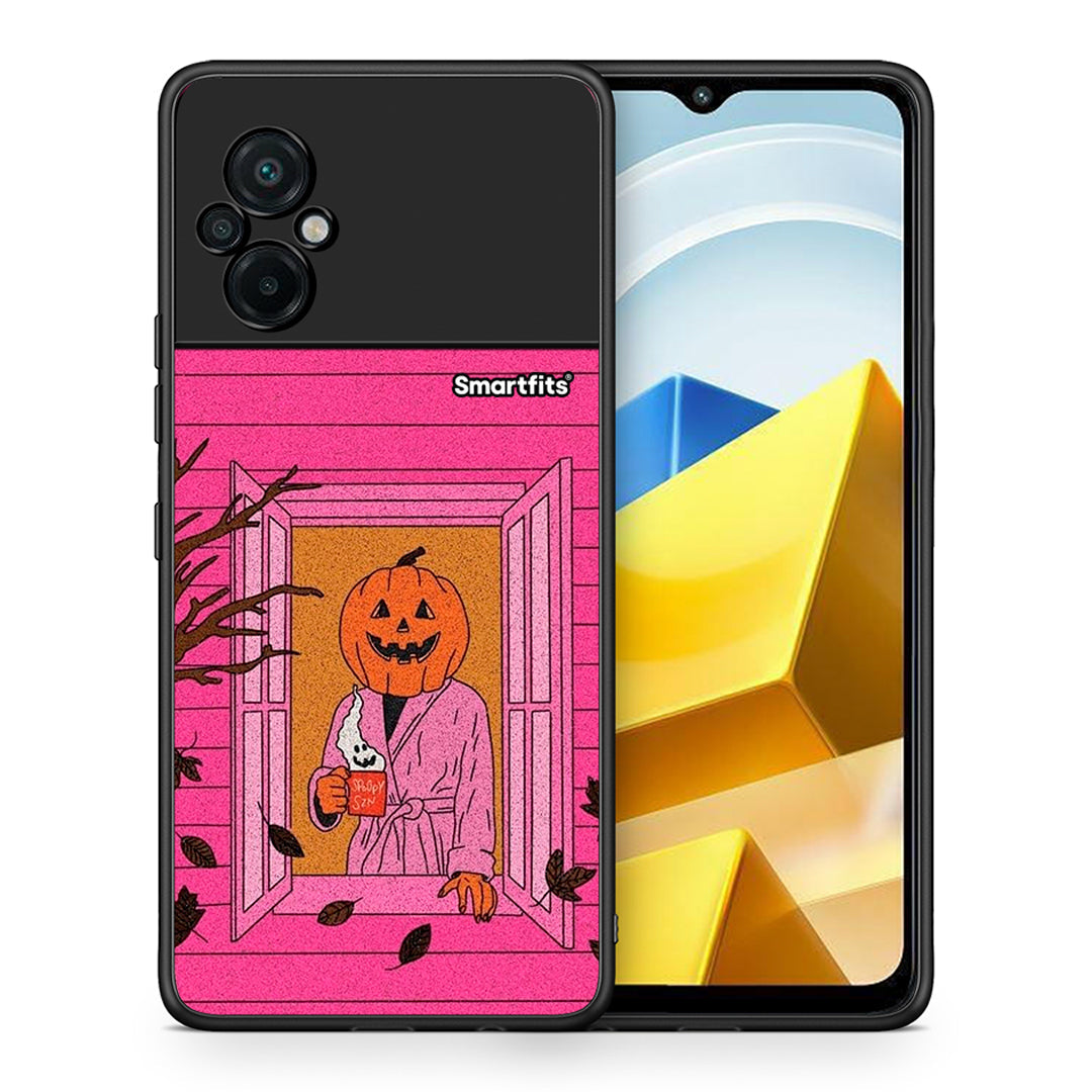 Θήκη Xiaomi Poco M5 / Redmi Note 11E Halloween Pumpkin Lady από τη Smartfits με σχέδιο στο πίσω μέρος και μαύρο περίβλημα | Xiaomi Poco M5 / Redmi Note 11E Halloween Pumpkin Lady case with colorful back and black bezels