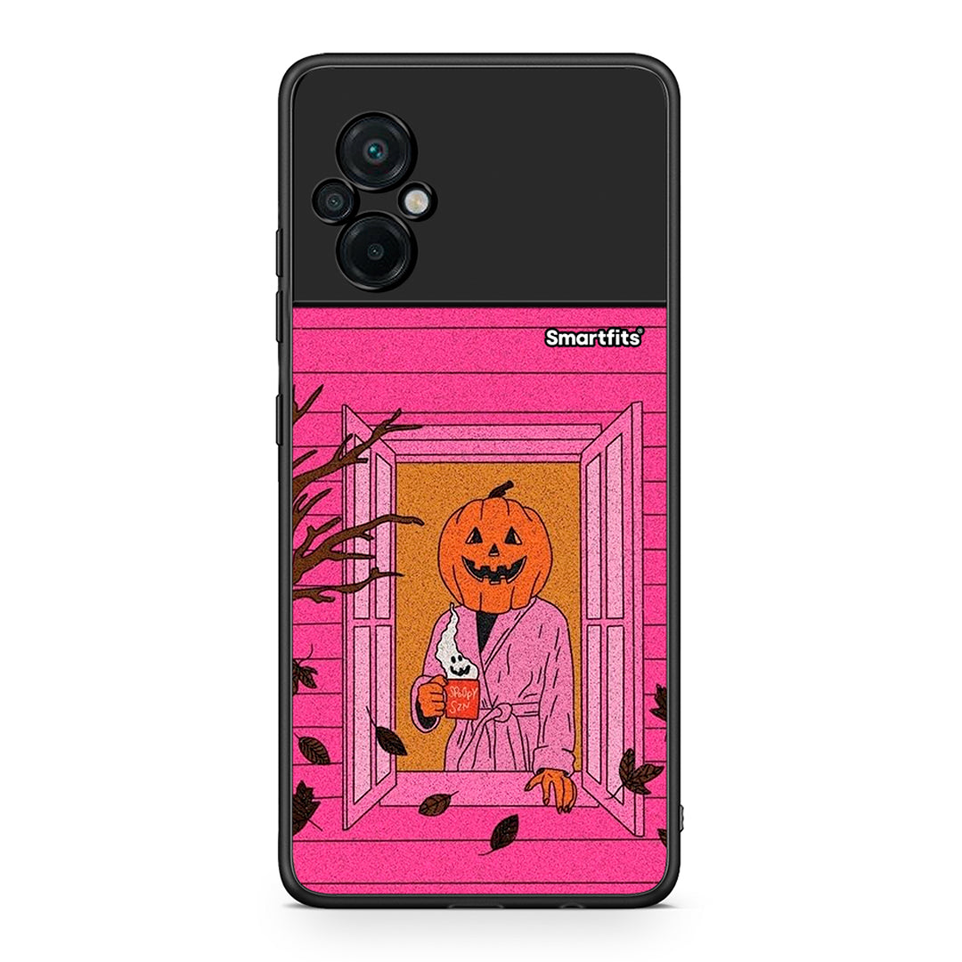 Xiaomi Poco M5 / Redmi Note 11E Halloween Pumpkin Lady θήκη από τη Smartfits με σχέδιο στο πίσω μέρος και μαύρο περίβλημα | Smartphone case with colorful back and black bezels by Smartfits