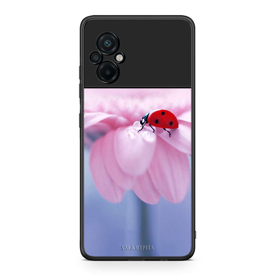 Xiaomi Poco M5 / Redmi Note 11E Ladybug Flower θήκη από τη Smartfits με σχέδιο στο πίσω μέρος και μαύρο περίβλημα | Smartphone case with colorful back and black bezels by Smartfits