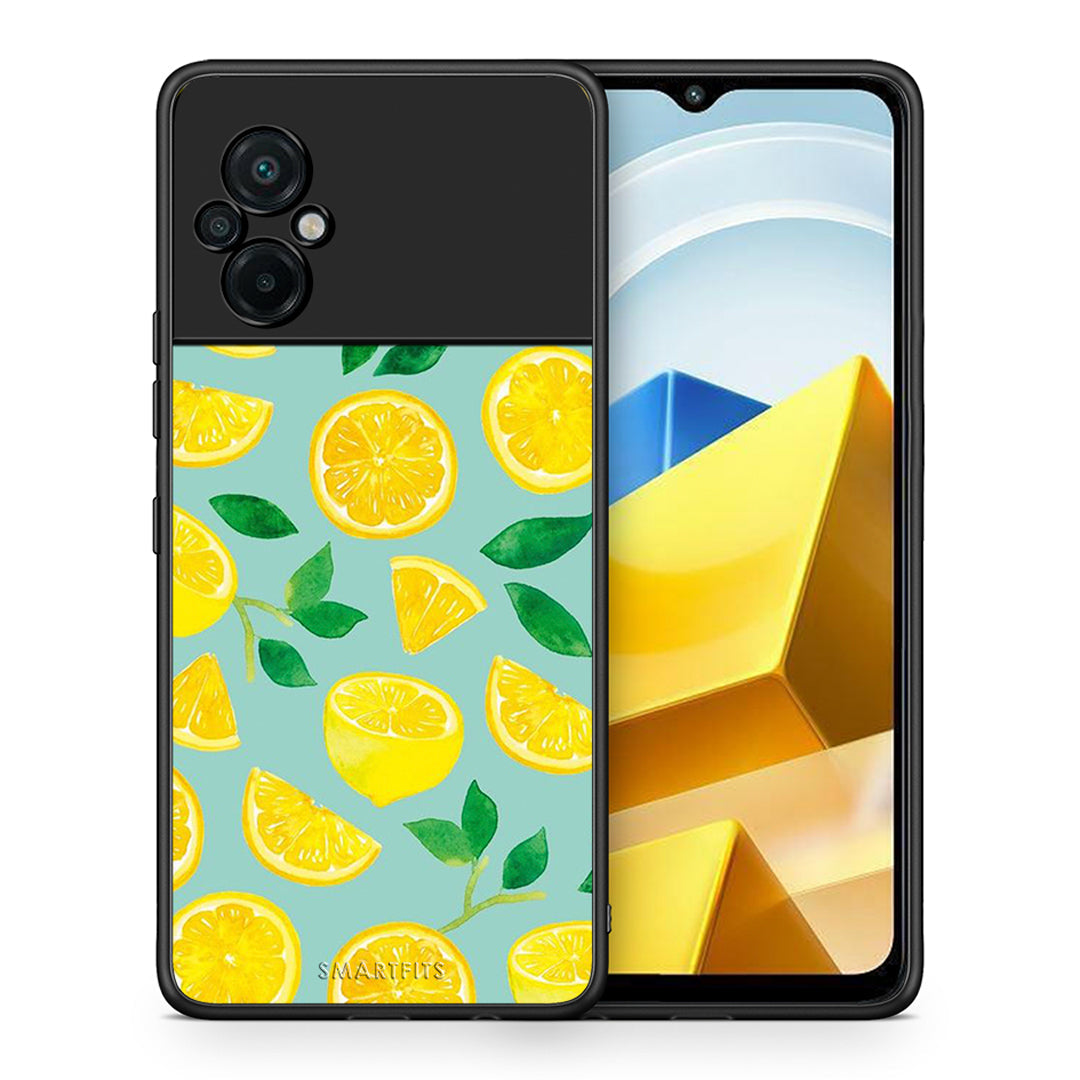 Θήκη Xiaomi Poco M5 / Redmi Note 11E Lemons από τη Smartfits με σχέδιο στο πίσω μέρος και μαύρο περίβλημα | Xiaomi Poco M5 / Redmi Note 11E Lemons case with colorful back and black bezels