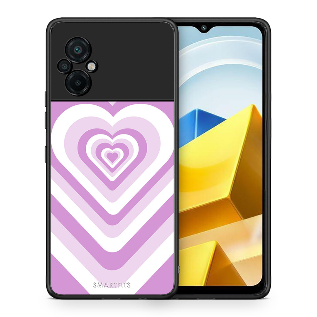 Θήκη Xiaomi Poco M5 / Redmi Note 11E Lilac Hearts από τη Smartfits με σχέδιο στο πίσω μέρος και μαύρο περίβλημα | Xiaomi Poco M5 / Redmi Note 11E Lilac Hearts case with colorful back and black bezels