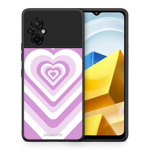 Θήκη Xiaomi Poco M5 / Redmi Note 11E Lilac Hearts από τη Smartfits με σχέδιο στο πίσω μέρος και μαύρο περίβλημα | Xiaomi Poco M5 / Redmi Note 11E Lilac Hearts case with colorful back and black bezels