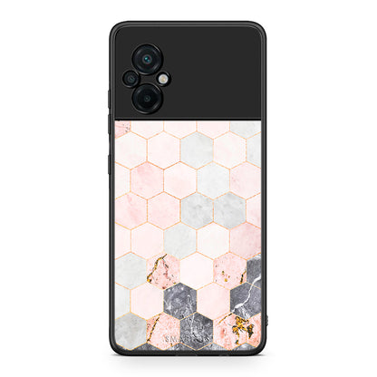 4 - Xiaomi Poco M5 / Redmi Note 11E Hexagon Pink Marble case, cover, bumper