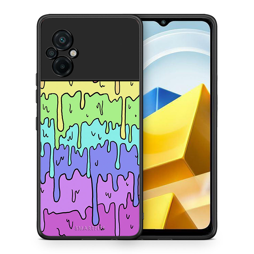 Θήκη Xiaomi Poco M5 / Redmi Note 11E Melting Rainbow από τη Smartfits με σχέδιο στο πίσω μέρος και μαύρο περίβλημα | Xiaomi Poco M5 / Redmi Note 11E Melting Rainbow case with colorful back and black bezels