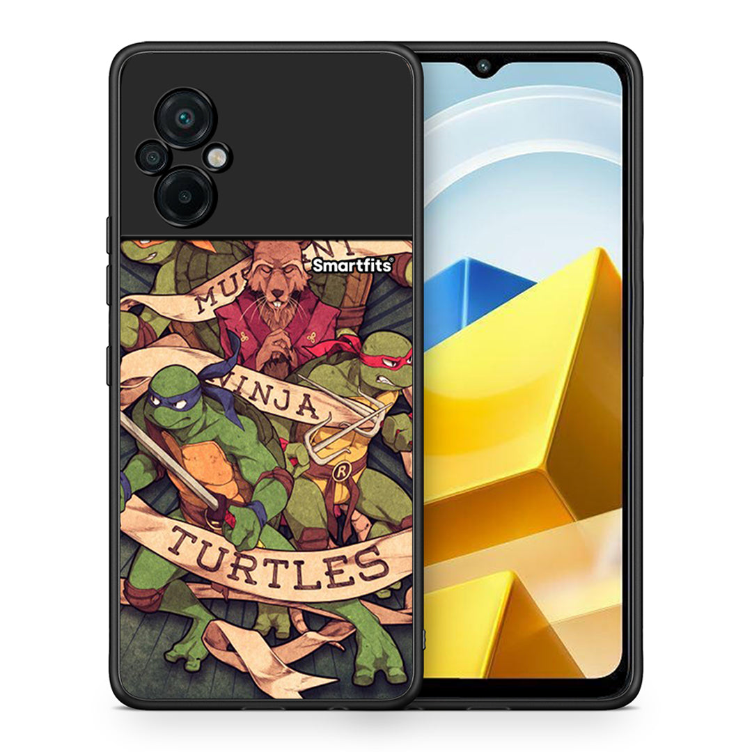 Θήκη Xiaomi Poco M5 / Redmi Note 11E Ninja Turtles από τη Smartfits με σχέδιο στο πίσω μέρος και μαύρο περίβλημα | Xiaomi Poco M5 / Redmi Note 11E Ninja Turtles case with colorful back and black bezels