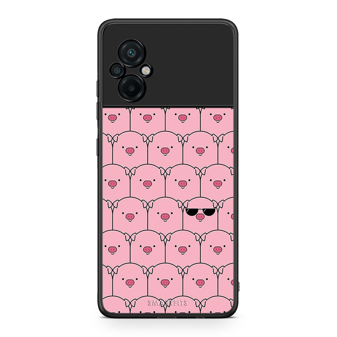 Xiaomi Poco M5 / Redmi Note 11E Pig Glasses θήκη από τη Smartfits με σχέδιο στο πίσω μέρος και μαύρο περίβλημα | Smartphone case with colorful back and black bezels by Smartfits