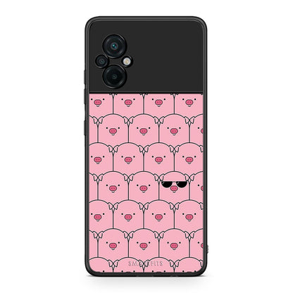 Xiaomi Poco M5 / Redmi Note 11E Pig Glasses θήκη από τη Smartfits με σχέδιο στο πίσω μέρος και μαύρο περίβλημα | Smartphone case with colorful back and black bezels by Smartfits