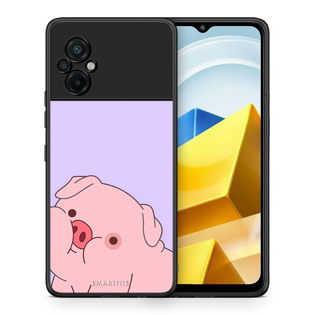 Θήκη Αγίου Βαλεντίνου Xiaomi Poco M5 / Redmi Note 11E Pig Love 2 από τη Smartfits με σχέδιο στο πίσω μέρος και μαύρο περίβλημα | Xiaomi Poco M5 / Redmi Note 11E Pig Love 2 case with colorful back and black bezels