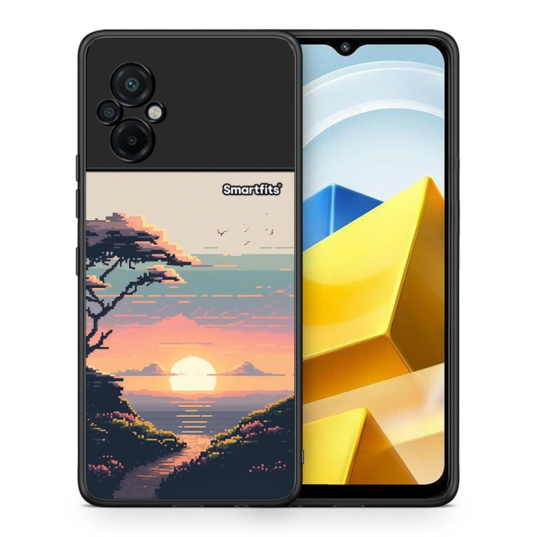 Θήκη Xiaomi Poco M5 / Redmi Note 11E Pixel Sunset από τη Smartfits με σχέδιο στο πίσω μέρος και μαύρο περίβλημα | Xiaomi Poco M5 / Redmi Note 11E Pixel Sunset case with colorful back and black bezels