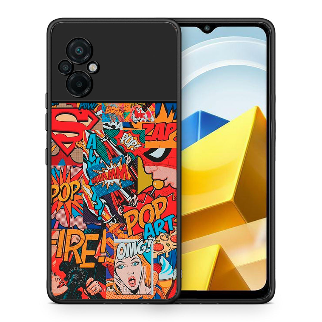 Θήκη Xiaomi Poco M5 / Redmi Note 11E PopArt OMG από τη Smartfits με σχέδιο στο πίσω μέρος και μαύρο περίβλημα | Xiaomi Poco M5 / Redmi Note 11E PopArt OMG case with colorful back and black bezels