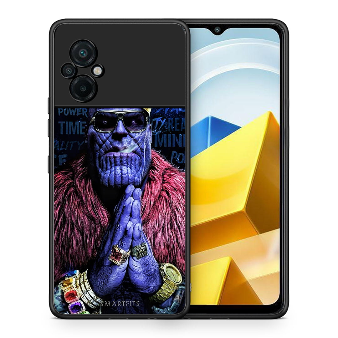 Θήκη Xiaomi Poco M5 / Redmi Note 11E Thanos PopArt από τη Smartfits με σχέδιο στο πίσω μέρος και μαύρο περίβλημα | Xiaomi Poco M5 / Redmi Note 11E Thanos PopArt case with colorful back and black bezels