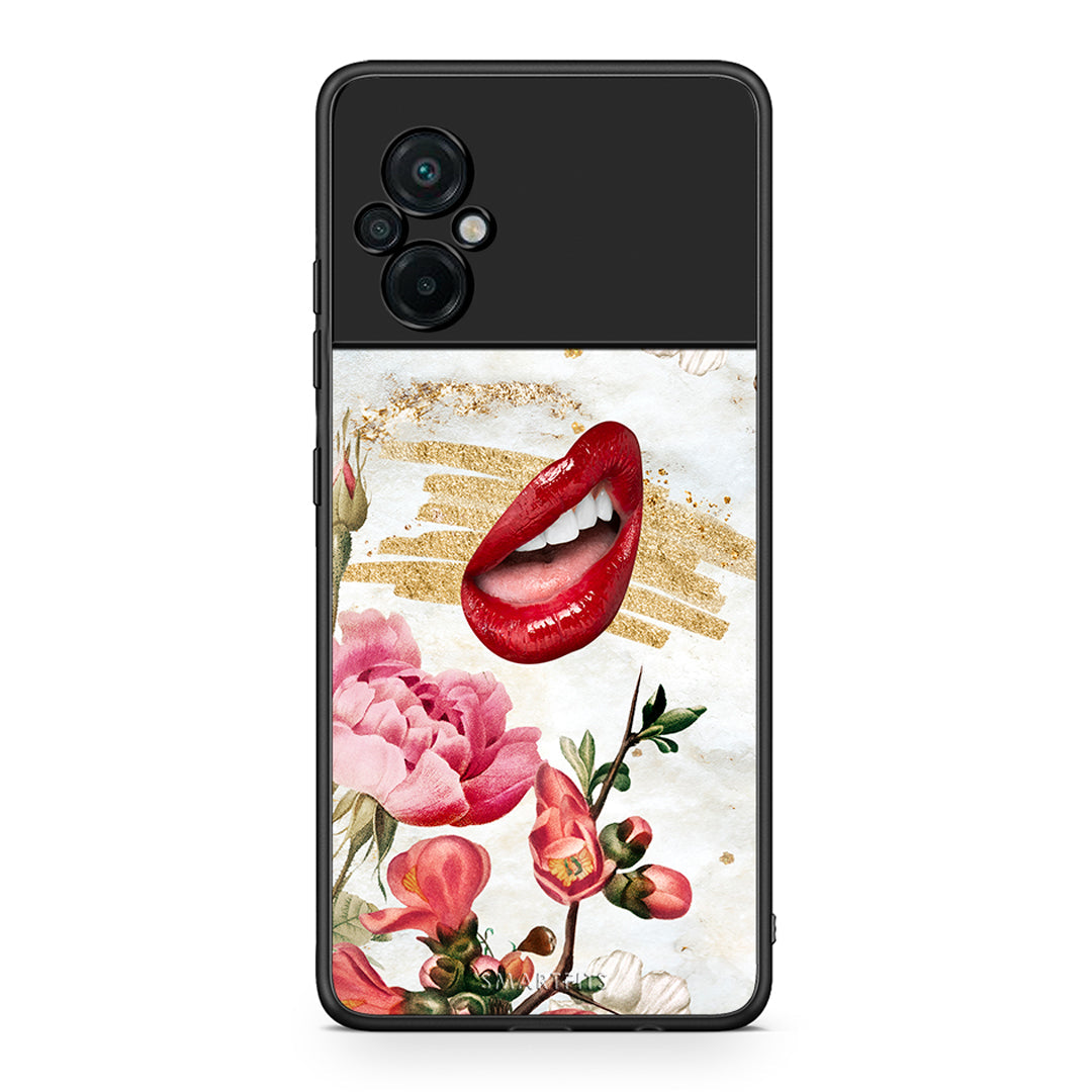 Xiaomi Poco M5 / Redmi Note 11E Red Lips θήκη από τη Smartfits με σχέδιο στο πίσω μέρος και μαύρο περίβλημα | Smartphone case with colorful back and black bezels by Smartfits