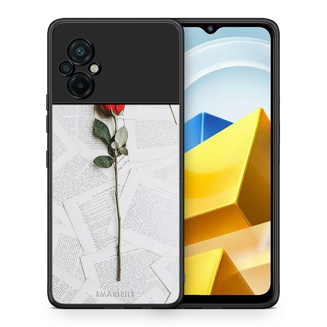 Θήκη Xiaomi Poco M5 / Redmi Note 11E Red Rose από τη Smartfits με σχέδιο στο πίσω μέρος και μαύρο περίβλημα | Xiaomi Poco M5 / Redmi Note 11E Red Rose case with colorful back and black bezels