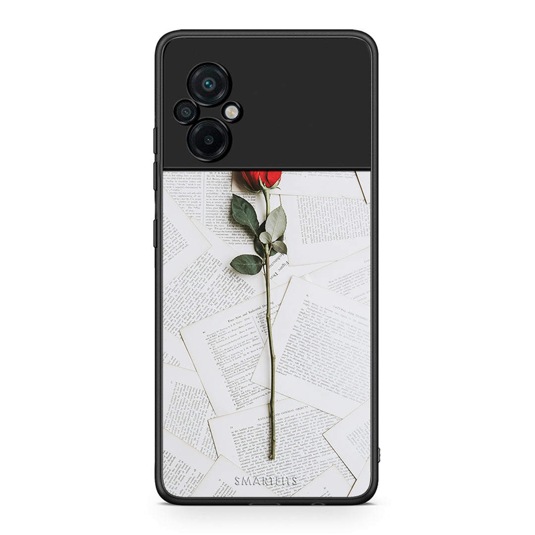 Xiaomi Poco M5 / Redmi Note 11E Red Rose θήκη από τη Smartfits με σχέδιο στο πίσω μέρος και μαύρο περίβλημα | Smartphone case with colorful back and black bezels by Smartfits
