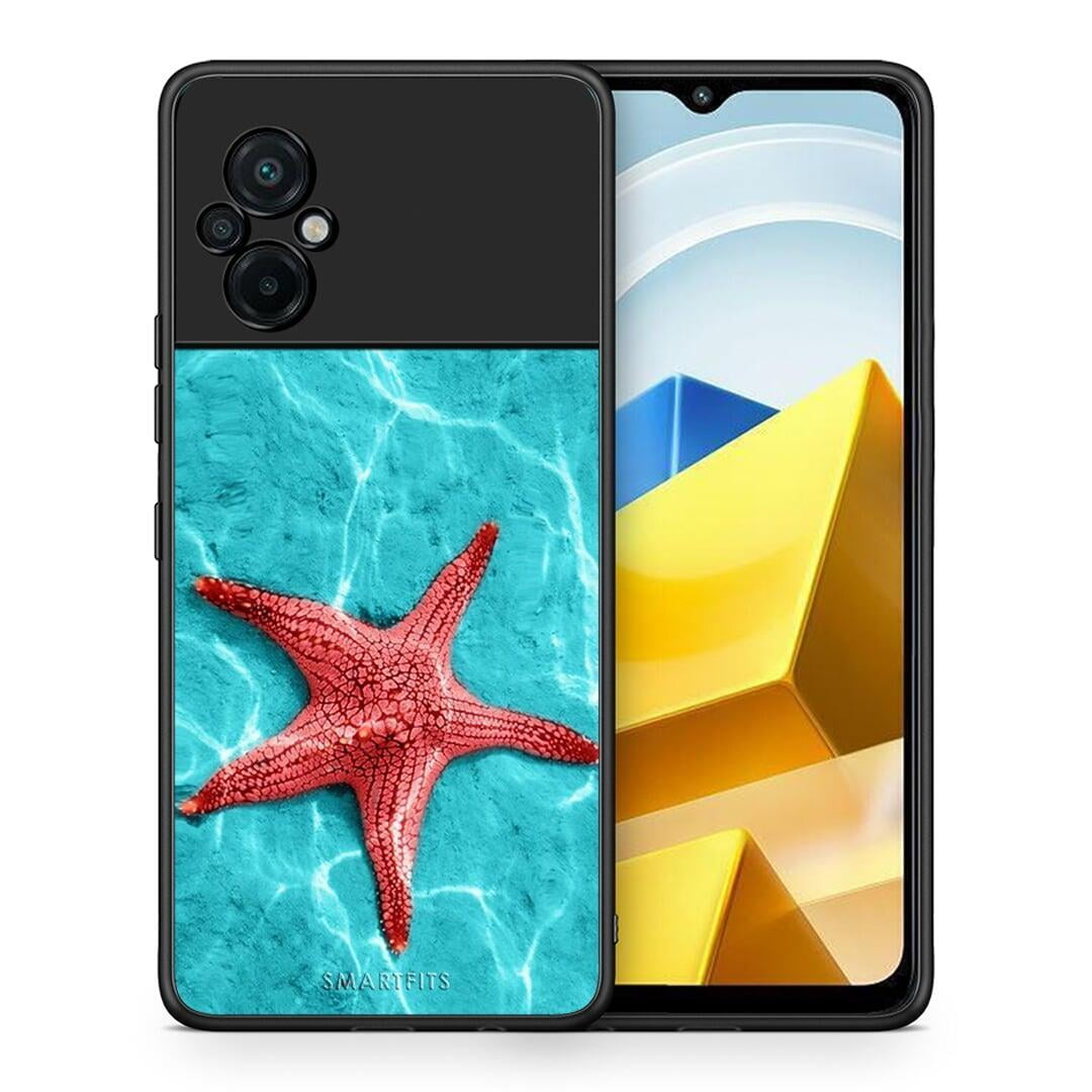 Θήκη Xiaomi Poco M5 / Redmi Note 11E Red Starfish από τη Smartfits με σχέδιο στο πίσω μέρος και μαύρο περίβλημα | Xiaomi Poco M5 / Redmi Note 11E Red Starfish case with colorful back and black bezels