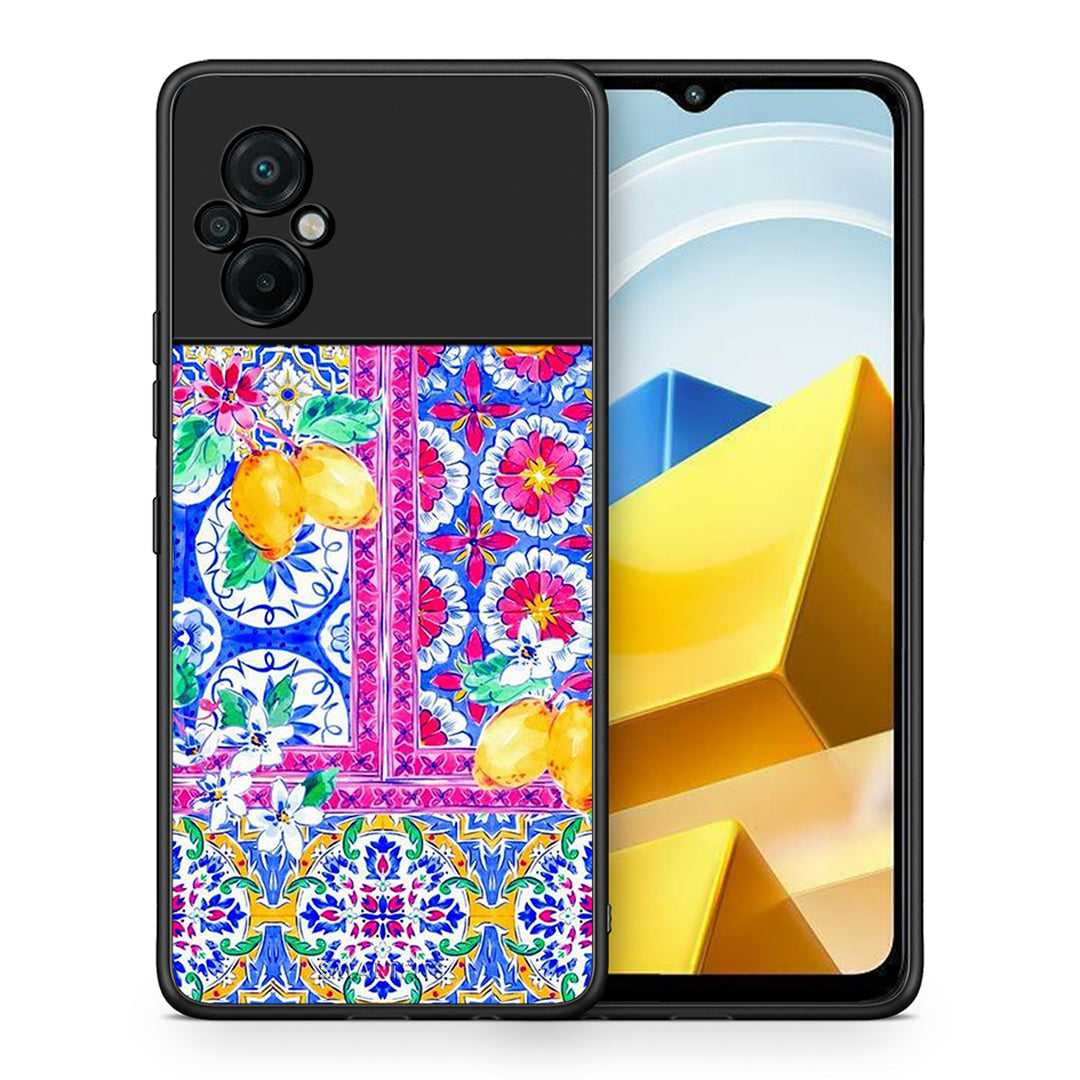 Θήκη Xiaomi Poco M5 / Redmi Note 11E Retro Spring από τη Smartfits με σχέδιο στο πίσω μέρος και μαύρο περίβλημα | Xiaomi Poco M5 / Redmi Note 11E Retro Spring case with colorful back and black bezels