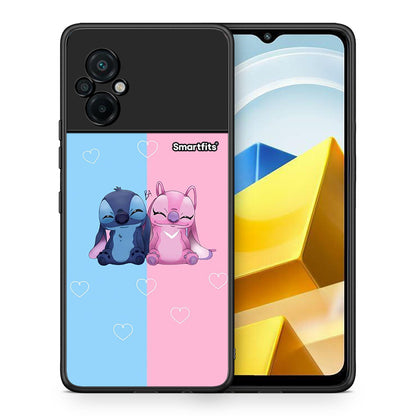 Θήκη Xiaomi Poco M5 / Redmi Note 11E Stitch And Angel από τη Smartfits με σχέδιο στο πίσω μέρος και μαύρο περίβλημα | Xiaomi Poco M5 / Redmi Note 11E Stitch And Angel case with colorful back and black bezels