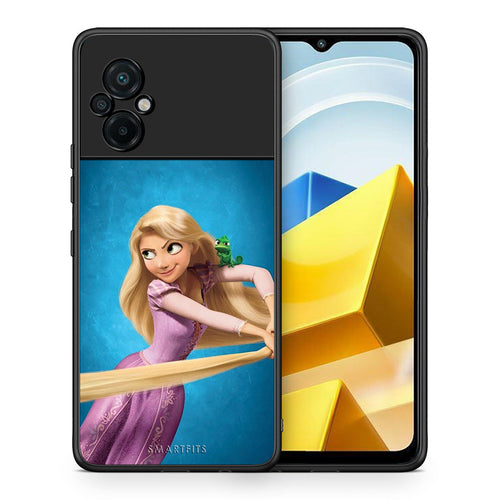 Θήκη Αγίου Βαλεντίνου Xiaomi Poco M5 / Redmi Note 11E Tangled 2 από τη Smartfits με σχέδιο στο πίσω μέρος και μαύρο περίβλημα | Xiaomi Poco M5 / Redmi Note 11E Tangled 2 case with colorful back and black bezels