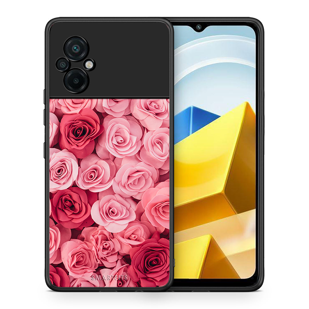 Θήκη Xiaomi Poco M5 / Redmi Note 11E RoseGarden Valentine από τη Smartfits με σχέδιο στο πίσω μέρος και μαύρο περίβλημα | Xiaomi Poco M5 / Redmi Note 11E RoseGarden Valentine case with colorful back and black bezels