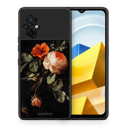 Θήκη Xiaomi Poco M5 / Redmi Note 11E Vintage Roses από τη Smartfits με σχέδιο στο πίσω μέρος και μαύρο περίβλημα | Xiaomi Poco M5 / Redmi Note 11E Vintage Roses case with colorful back and black bezels