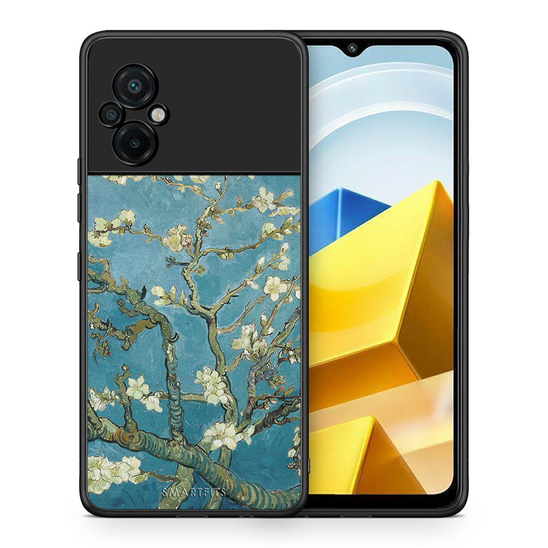 Θήκη Xiaomi Poco M5 / Redmi Note 11E White Blossoms από τη Smartfits με σχέδιο στο πίσω μέρος και μαύρο περίβλημα | Xiaomi Poco M5 / Redmi Note 11E White Blossoms case with colorful back and black bezels