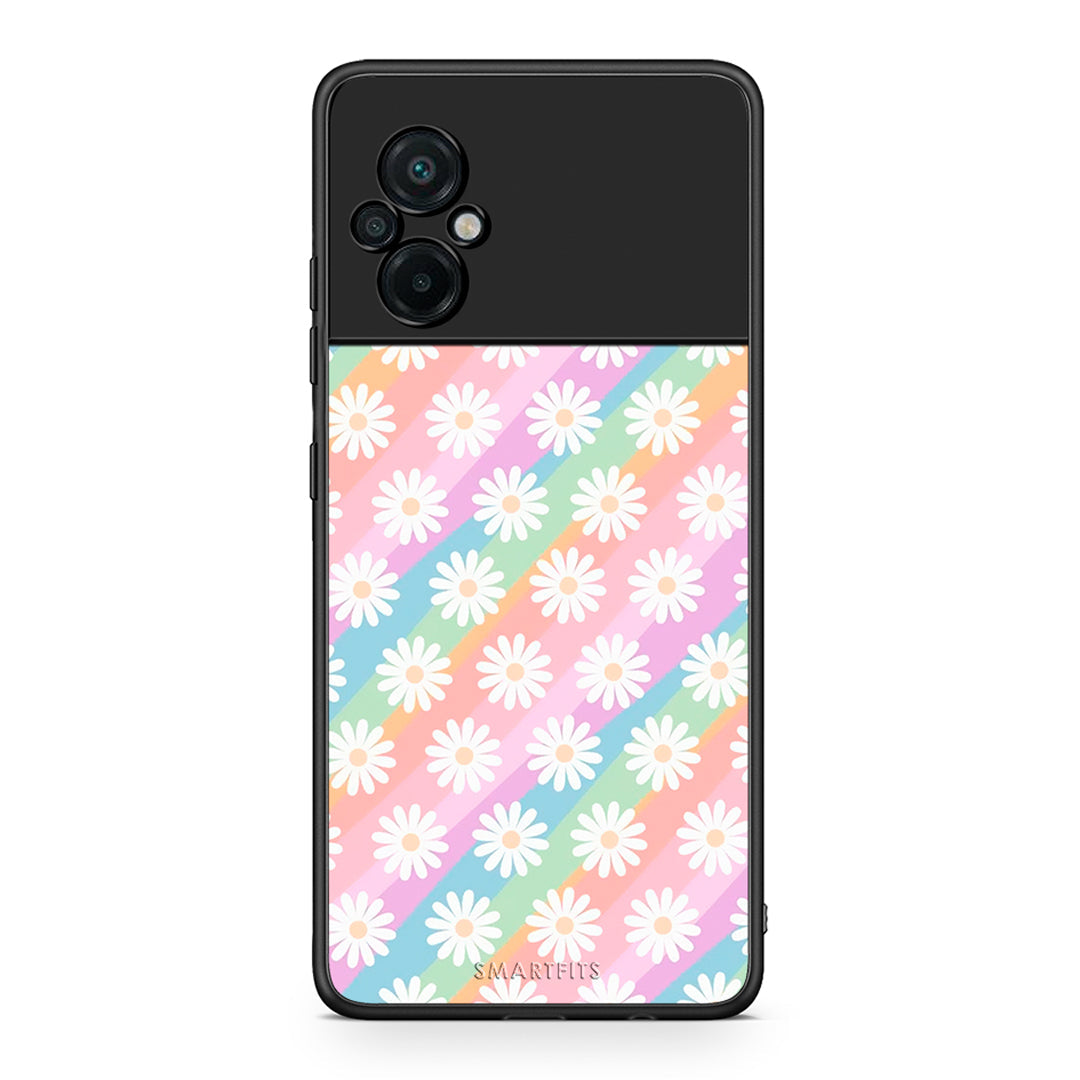 Xiaomi Poco M5 / Redmi Note 11E White Daisies θήκη από τη Smartfits με σχέδιο στο πίσω μέρος και μαύρο περίβλημα | Smartphone case with colorful back and black bezels by Smartfits